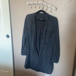 Long sleeve charcoal black soft button up soft